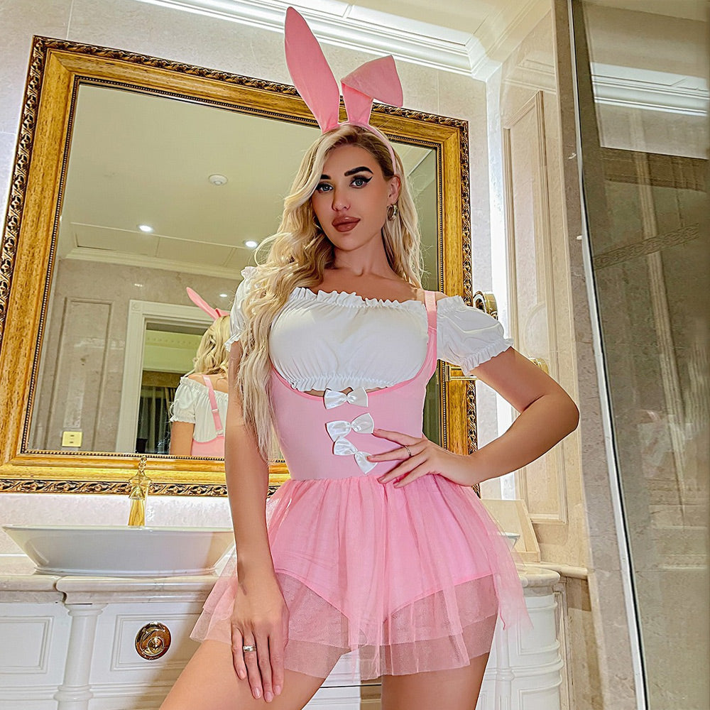 Bunny Cosplay Costume Latex Rabbit Lingerie Set Sexy Anime Outfits