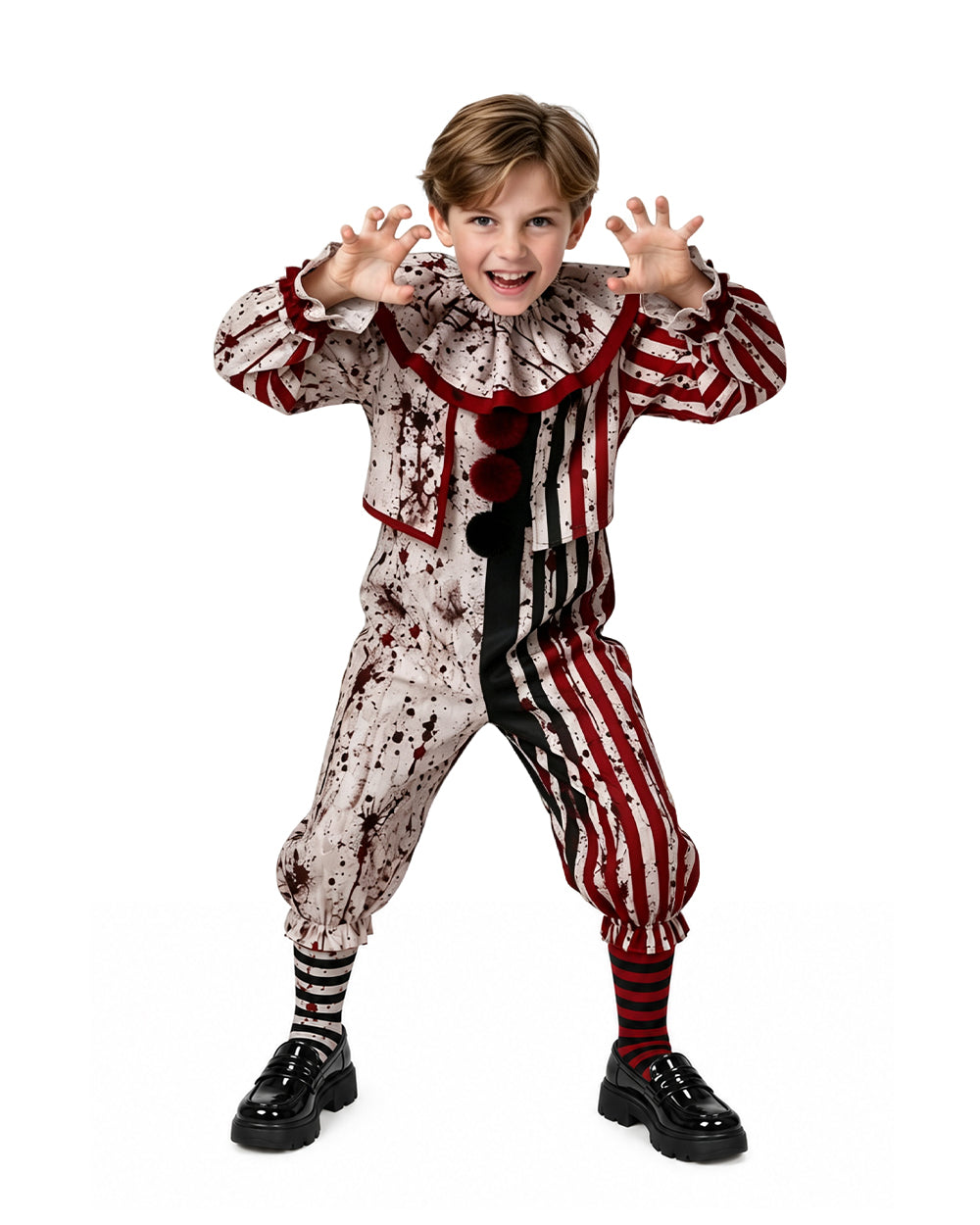 Inspired Terrifier Art the Clown Costume for Men and Boys Striped Circus Clown Outfit