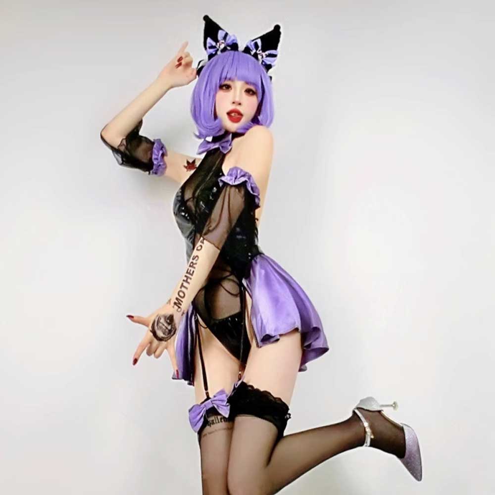 Succubus Cosplay Queen Costume Latex Lace up Devil Lingerie Set Backle – YOMORIO