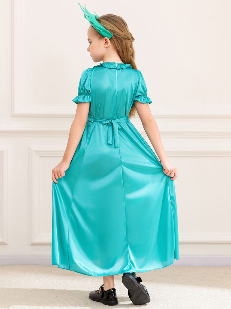 Statue of Liberty Costume for Women and Girls Teal Blue Lady Liberty Dress with Headpiece