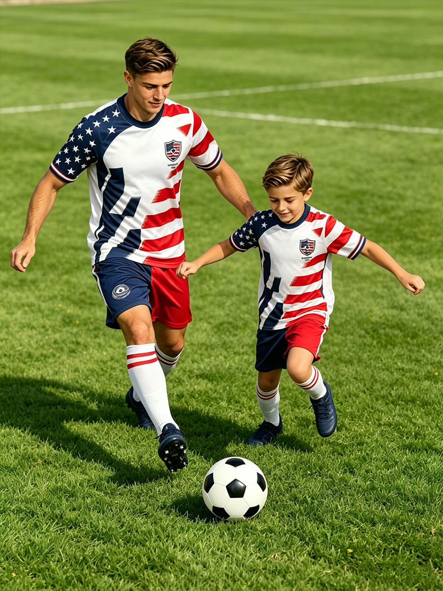 USA Soccer Jersey and Shorts for Kids and Adult USA Star Training Sports Fan Outfit