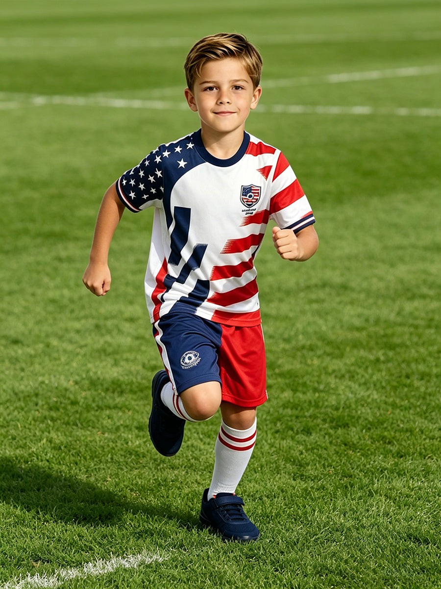 USA Soccer Jersey and Shorts for Kids and Adult USA Star Training Sports Fan Outfit