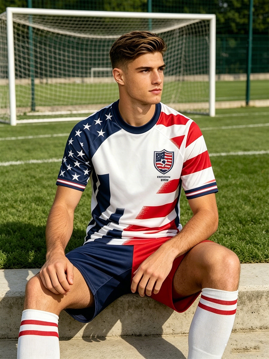 USA Soccer Jersey and Shorts for Kids and Adult USA Star Training Sports Fan Outfit