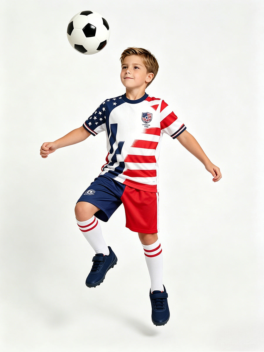 USA Soccer Jersey and Shorts for Kids and Adult USA Star Training Sports Fan Outfit