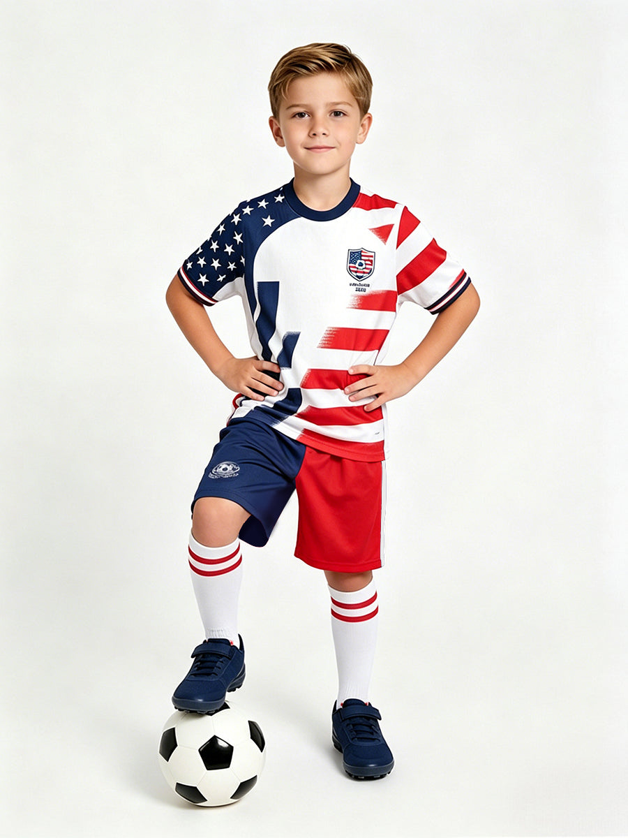 USA Soccer Jersey and Shorts for Kids and Adult USA Star Training Sports Fan Outfit