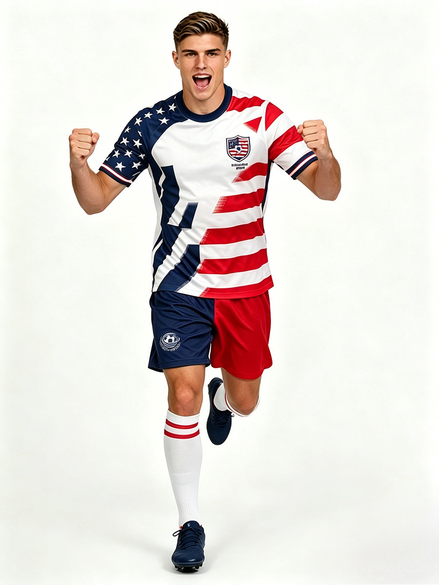 USA Soccer Jersey and Shorts for Kids and Adult USA Star Training Sports Fan Outfit