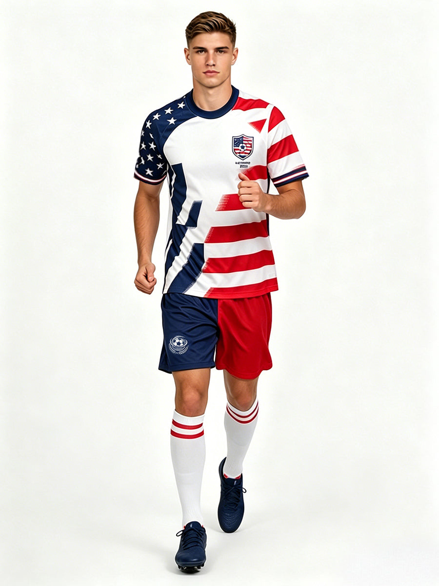 USA Soccer Jersey and Shorts for Kids and Adult USA Star Training Sports Fan Outfit