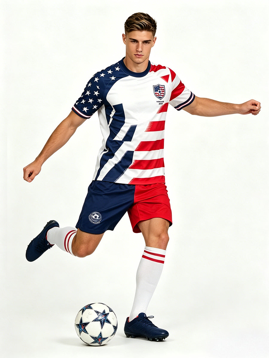 USA Soccer Jersey and Shorts for Kids and Adult USA Star Training Sports Fan Outfit