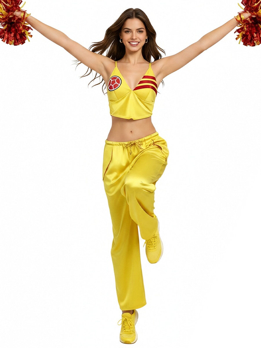 Shakira World Cup 2026 Costume Vibrant Yellow Crop Top and Wide Leg Pants