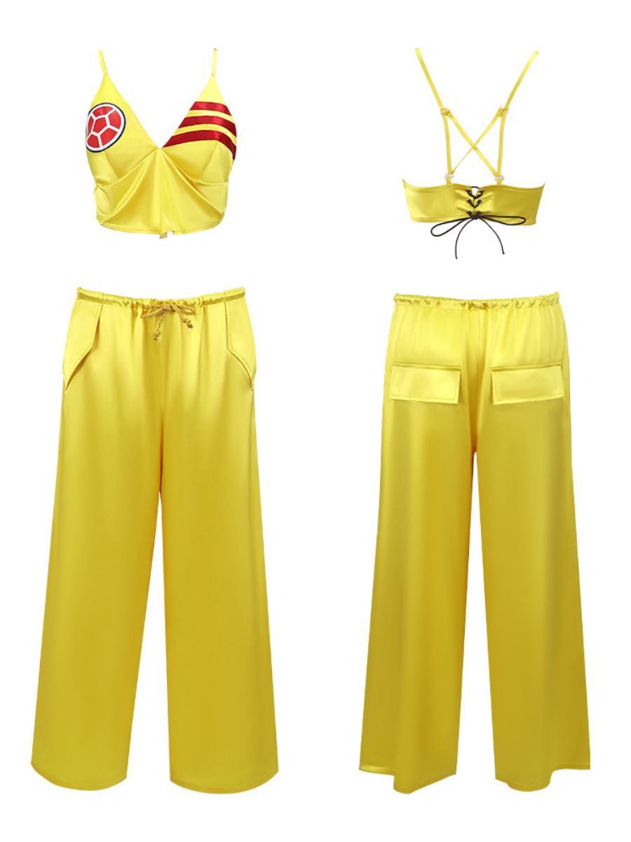 Shakira World Cup 2026 Costume Vibrant Yellow Crop Top and Wide Leg Pants