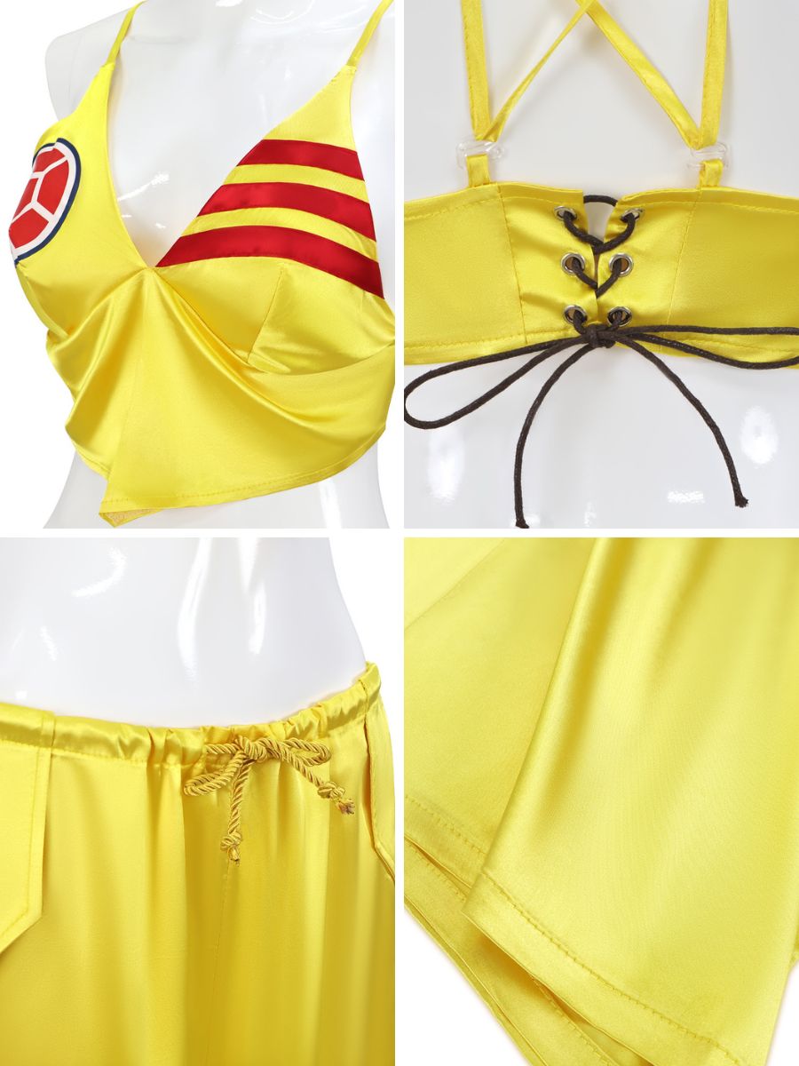 Shakira World Cup 2026 Costume Vibrant Yellow Crop Top and Wide Leg Pants