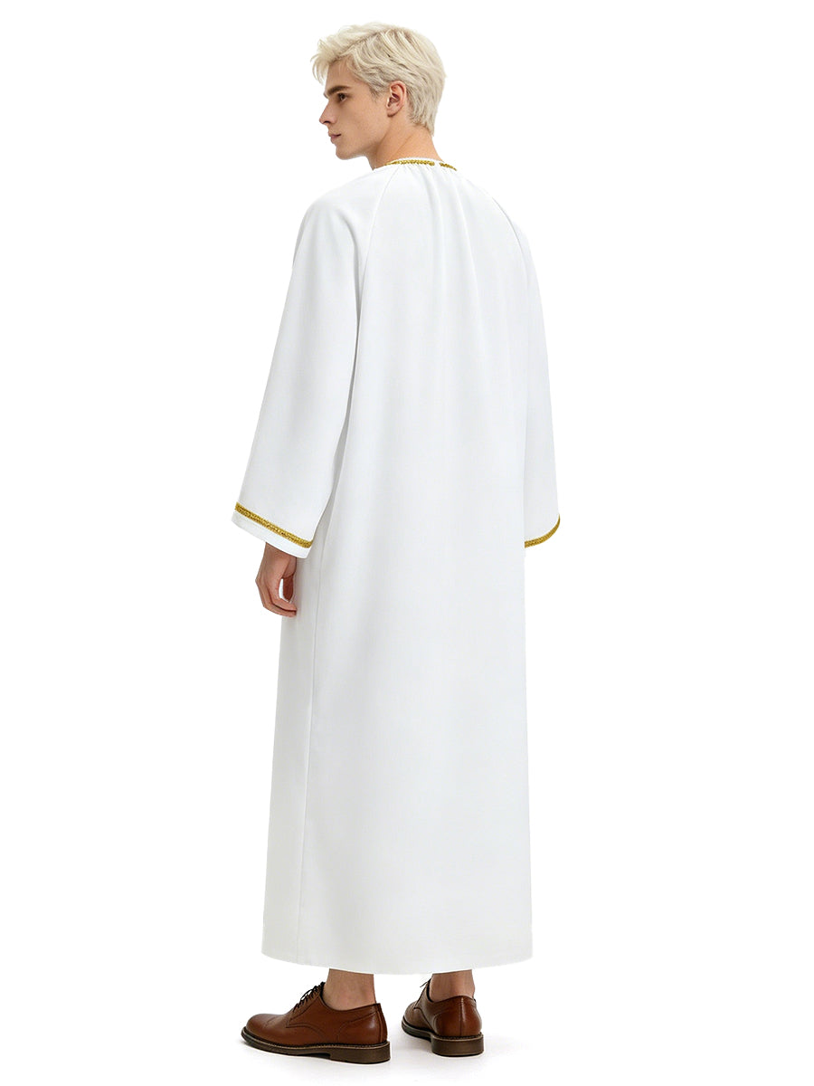 Good Omens Aziraphale Costume White Angel Cosplay Robe for Men