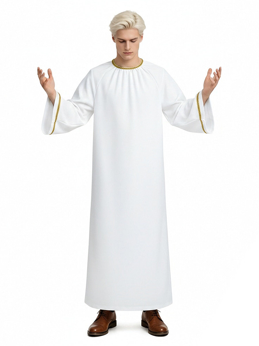 Good Omens Aziraphale Costume White Angel Cosplay Robe for Men