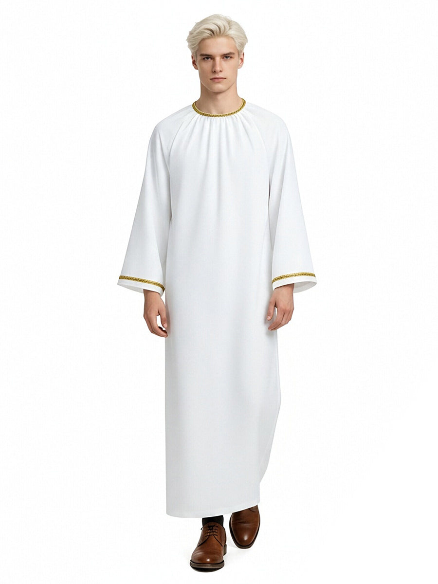 Good Omens Aziraphale Costume White Angel Cosplay Robe for Men