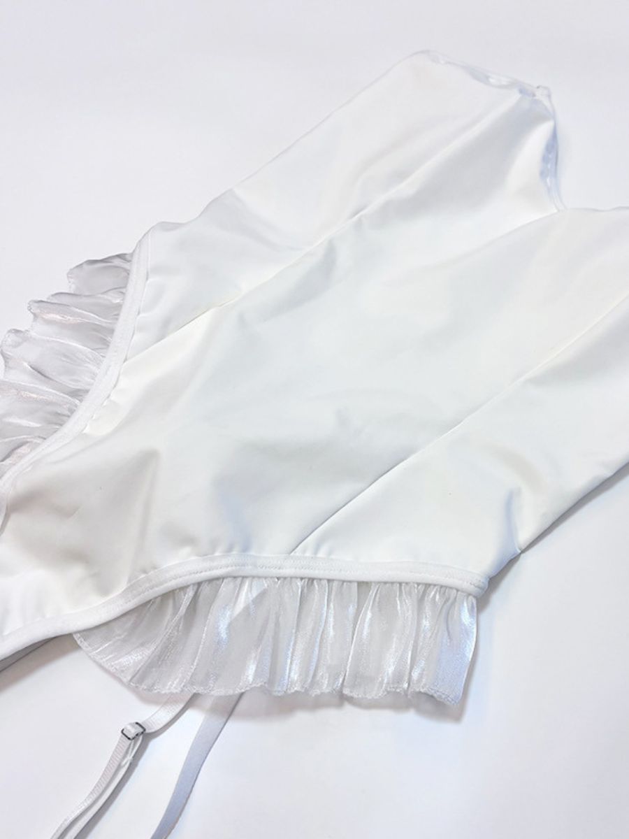 White Bunny Girl Bodysuit Lingerie Anime PU Leather Rabbit Cosplay Outfit