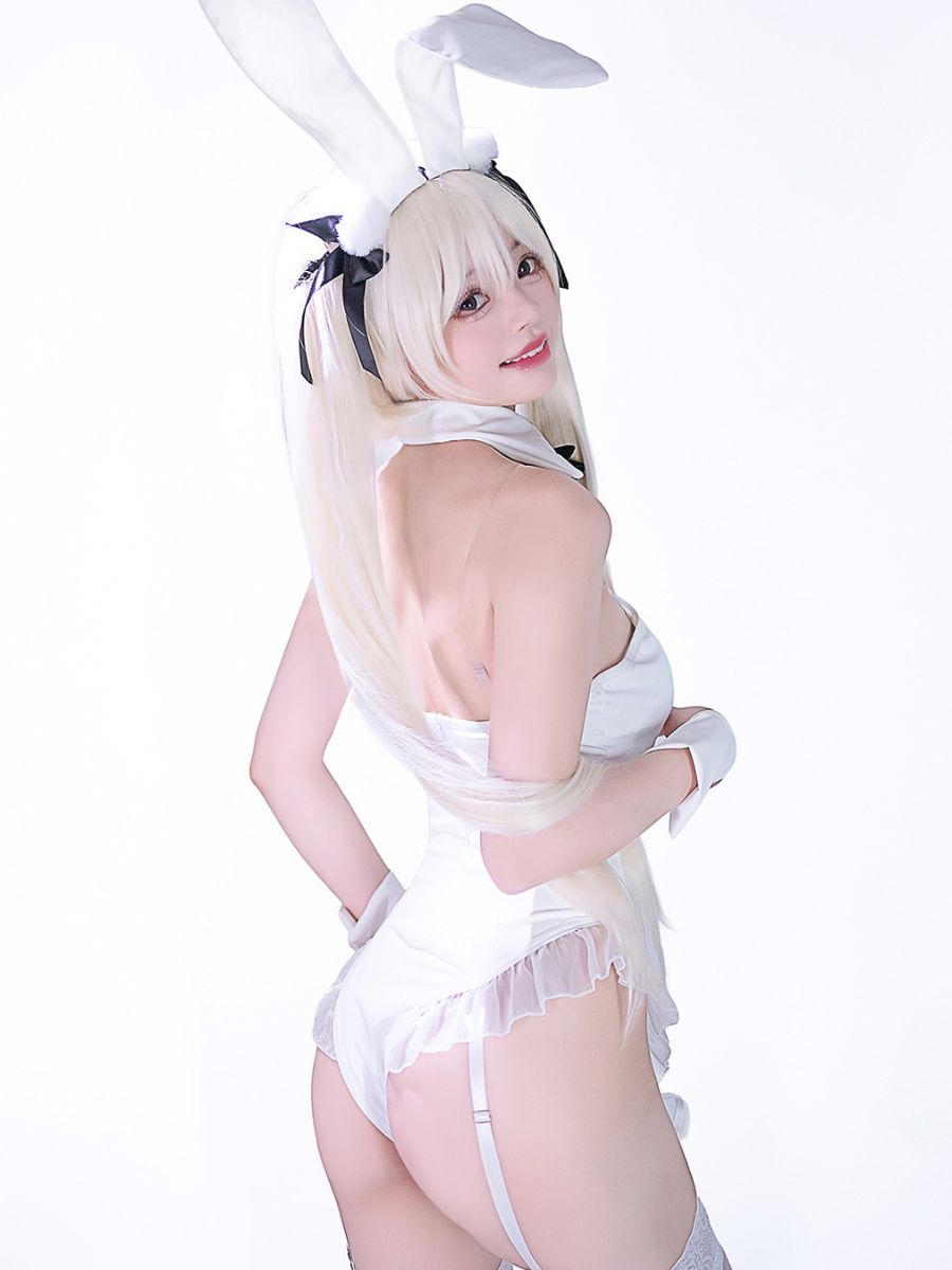 White Bunny Girl Bodysuit Lingerie Anime PU Leather Rabbit Cosplay Outfit