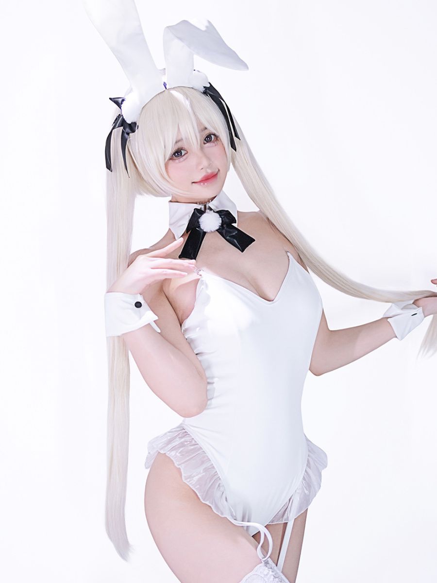 White Bunny Girl Bodysuit Lingerie Anime PU Leather Rabbit Cosplay Outfit