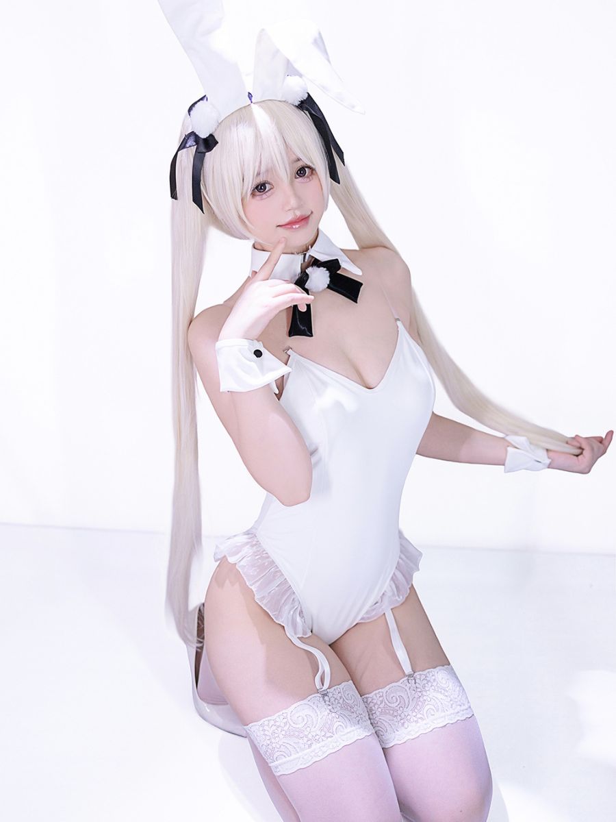 White Bunny Girl Bodysuit Lingerie Anime PU Leather Rabbit Cosplay Outfit