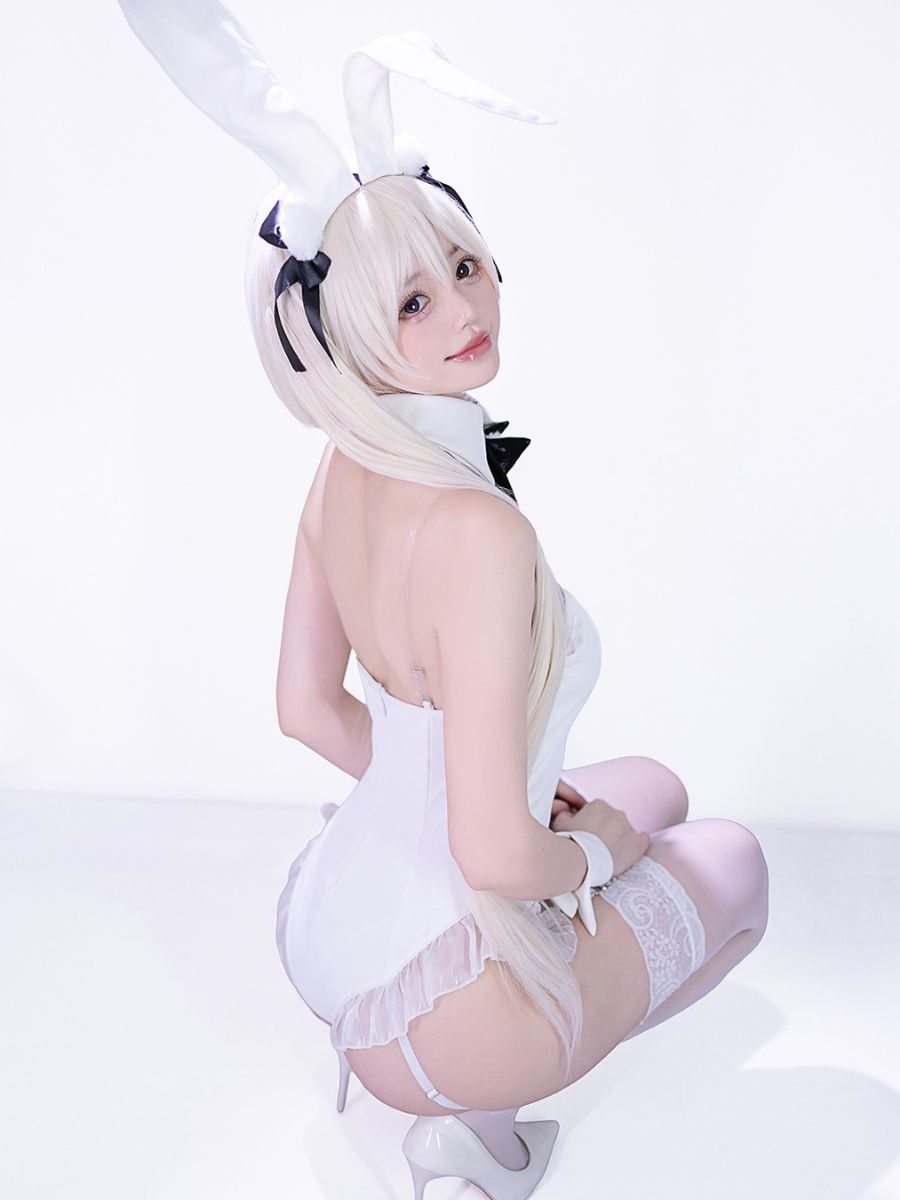 White Bunny Girl Bodysuit Lingerie Anime PU Leather Rabbit Cosplay Outfit