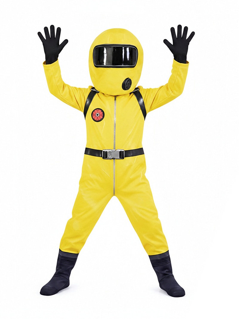 Poppy Playtime Player Hazmat Costume Yellow Hazmat Cosplay Jumpsuit with Mask and Gloves Set