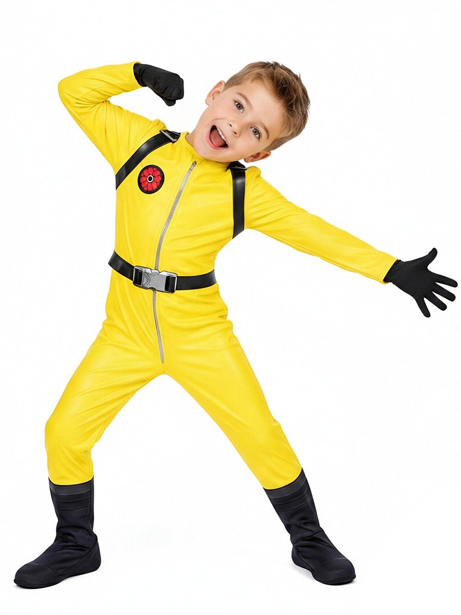 Poppy Playtime Player Hazmat Costume Yellow Hazmat Cosplay Jumpsuit with Mask and Gloves Set