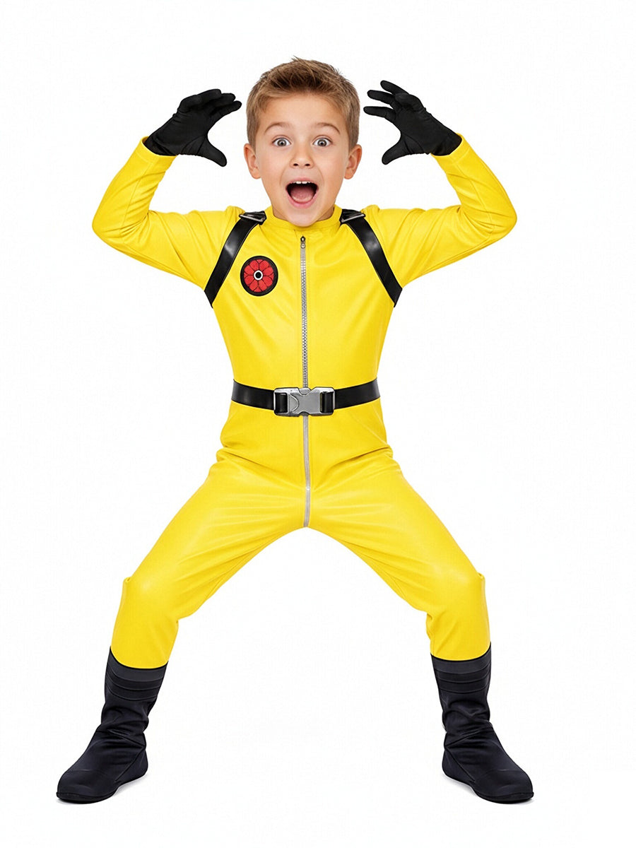 Poppy Playtime Player Hazmat Costume Yellow Hazmat Cosplay Jumpsuit with Mask and Gloves Set