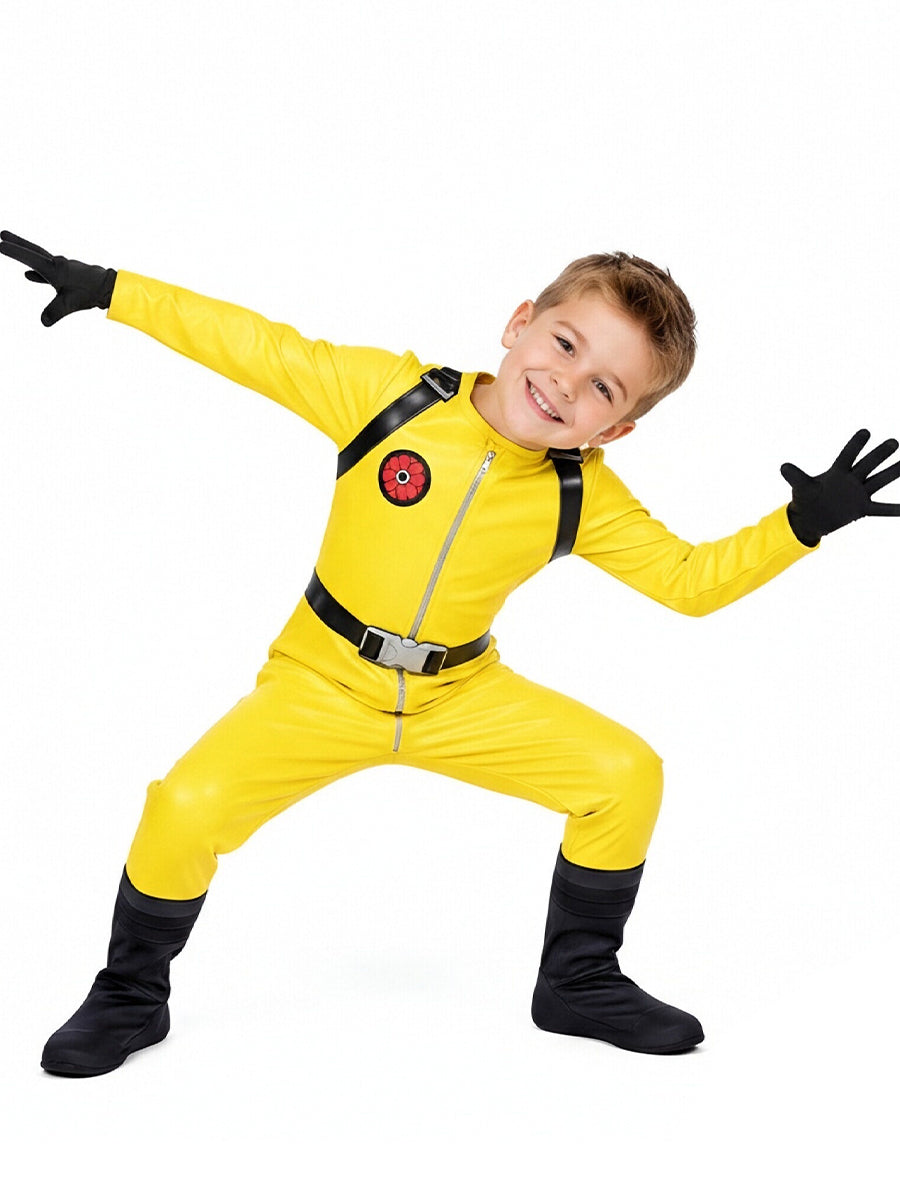 Poppy Playtime Player Hazmat Costume Yellow Hazmat Cosplay Jumpsuit with Mask and Gloves Set