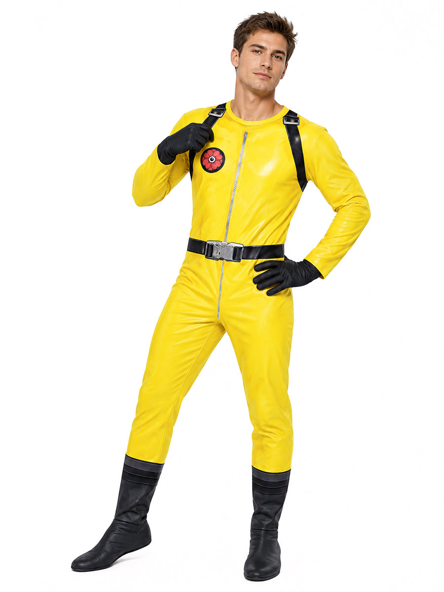 Poppy Playtime Player Hazmat Costume Yellow Hazmat Cosplay Jumpsuit with Mask and Gloves Set