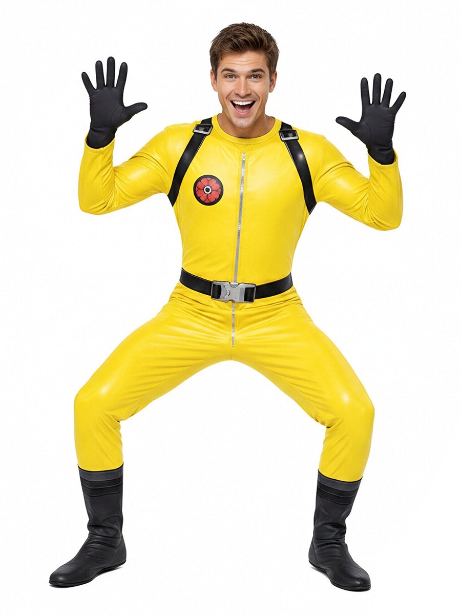 Poppy Playtime Player Hazmat Costume Yellow Hazmat Cosplay Jumpsuit with Mask and Gloves Set