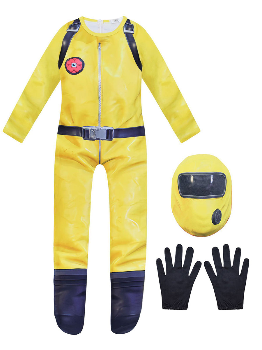 Poppy Playtime Player Hazmat Costume Yellow Hazmat Cosplay Jumpsuit with Mask and Gloves Set