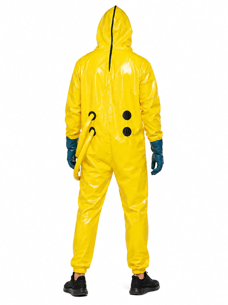 Backrooms Hazmat Costume Yellow Workers Hooded Copsplay Jumpsuit 