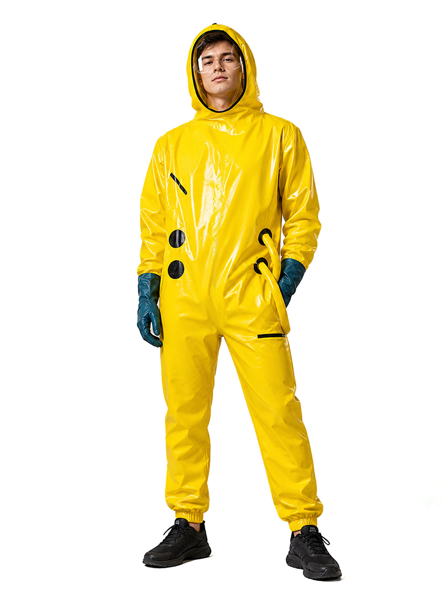 Backrooms Hazmat Costume Yellow Workers Hooded Copsplay Jumpsuit 