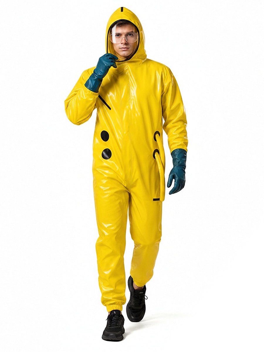 Backrooms Hazmat Costume Yellow Workers Hooded Copsplay Jumpsuit 