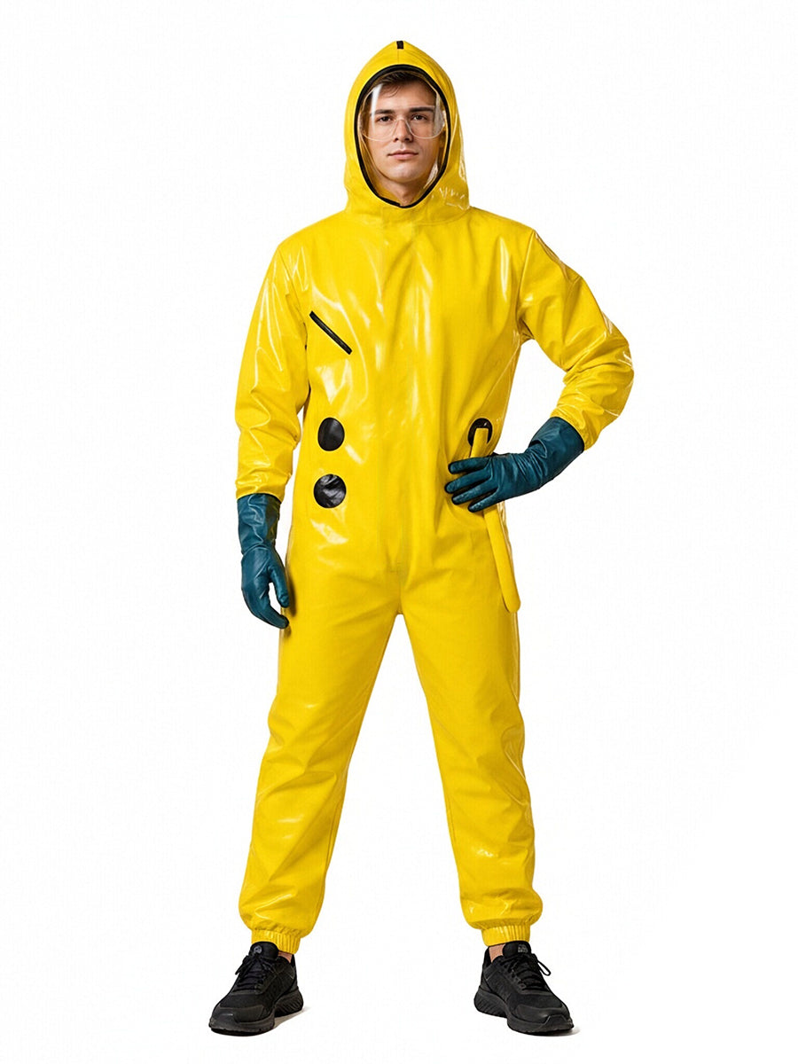 Backrooms Hazmat Costume Yellow Workers Hooded Copsplay Jumpsuit 