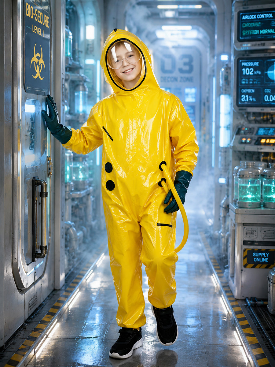 Backrooms Hazmat Costume Yellow Workers Hooded Copsplay Jumpsuit 