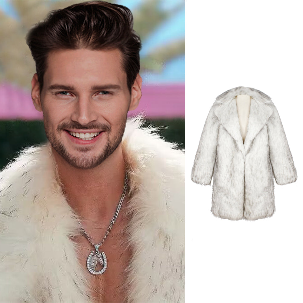 Men's White Faux Fur Jacket 