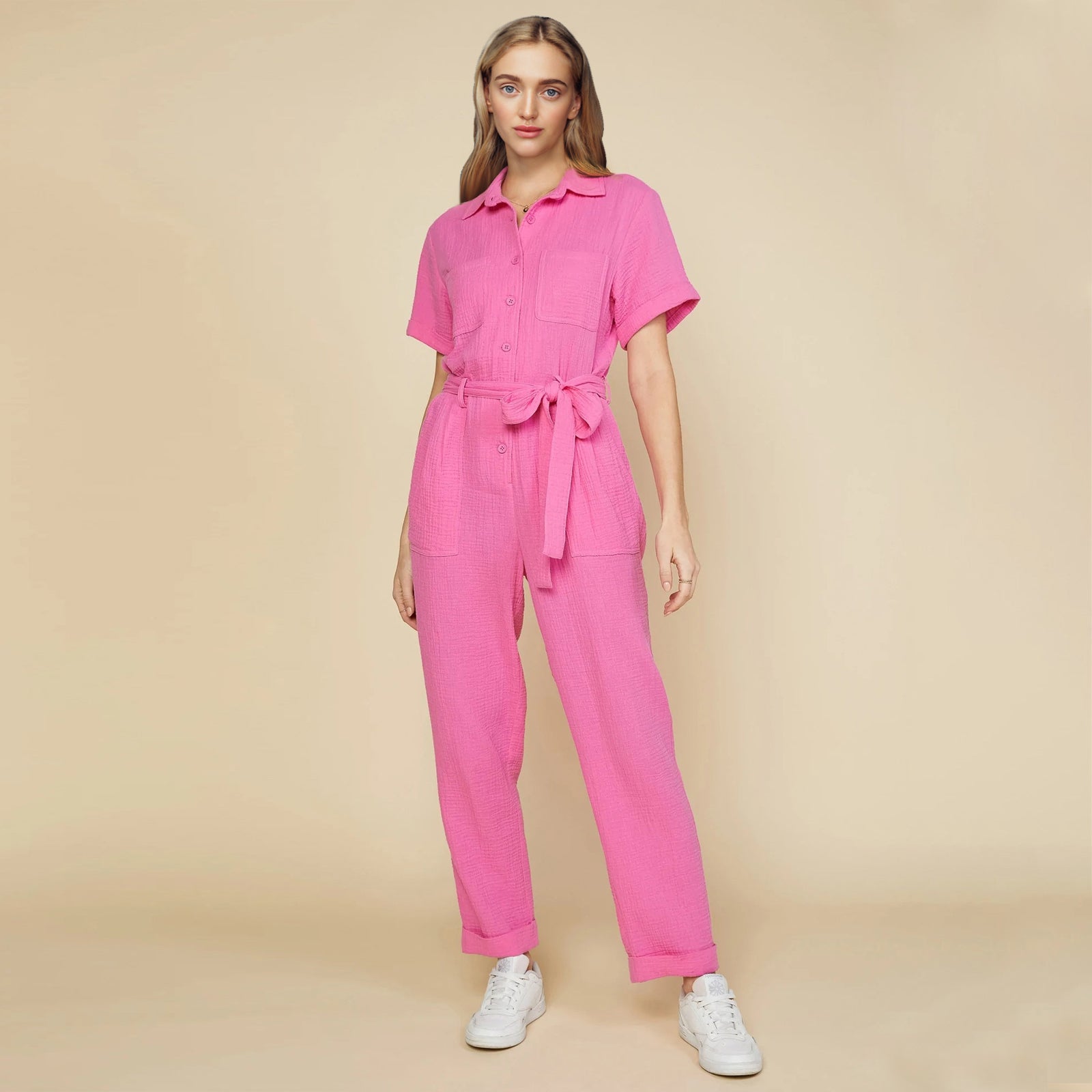 Pink shop jumpsuit shorts