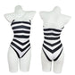 Barbiecore Striped One Piece Swimsuit Margot Robbie Bathing Suit 1950s Chevron Swimming Costume