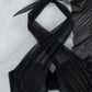 Yomorio Black Thong Bikini Set 3 Piece Mesh Swimsuit with Cover-Up Skirt