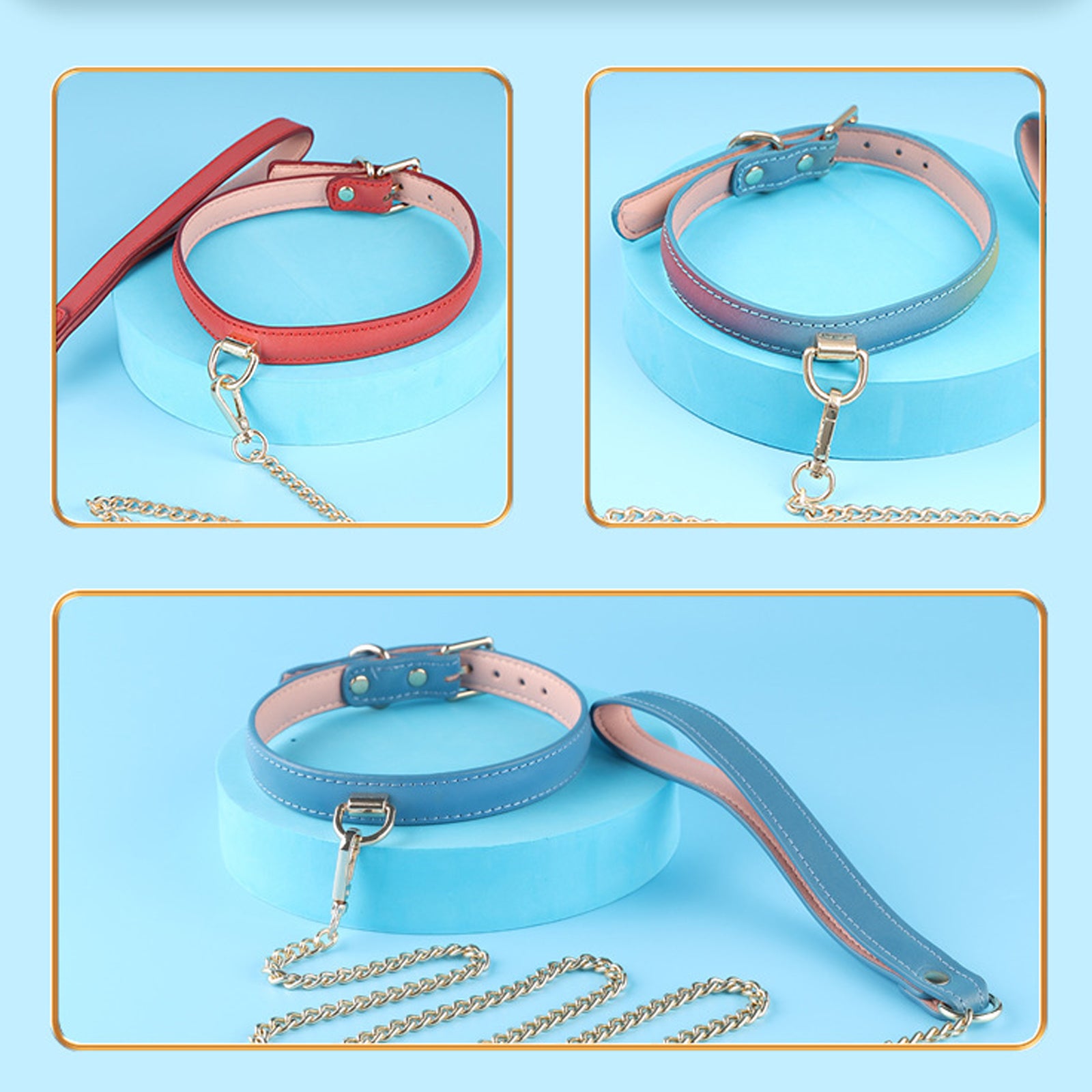 Yomorio Chain Choker Leash Reflective Leather Gothic Necklace Nightclu Yomorio Chain Choker Leash Reflective Leather Gothic Necklace Nightclu