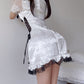 Yomorio Chinese Cheongsam Babydoll Dress Side Lace-Up White Qipao Dress