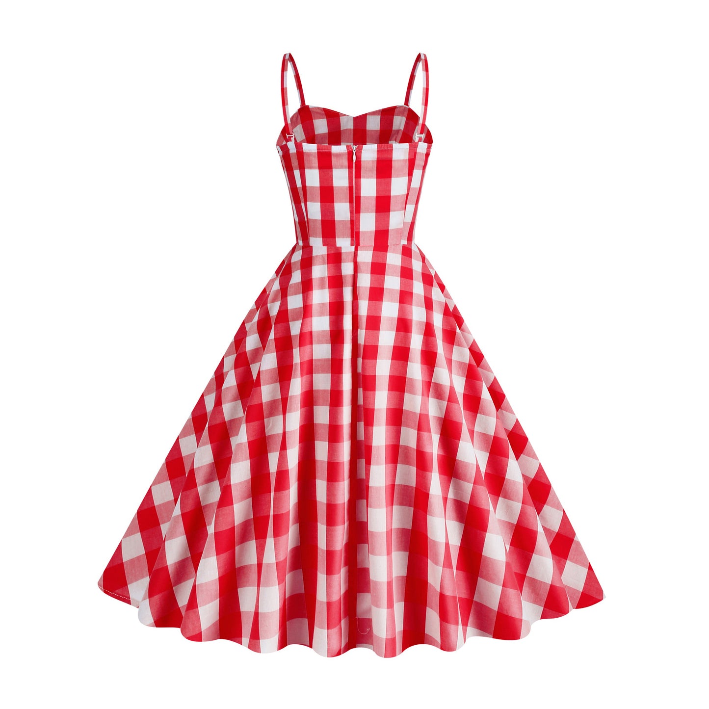 Gingham Barbiecore Outfit Margot Robbie Cosplay Costume Plaid A-line Midi Dress