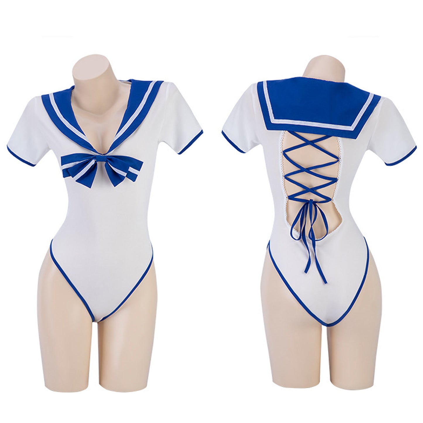 Yomorio Japanese Schoolgirl Bodysuit Anime School Cosplay Outfit Back Lace-Up One Piece Lingerie