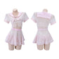 Yomorio Japanese Schoolgirl Cosplay Lingerie Sexy Short Sleeve Crop Top and Skirt Anime School Uniform