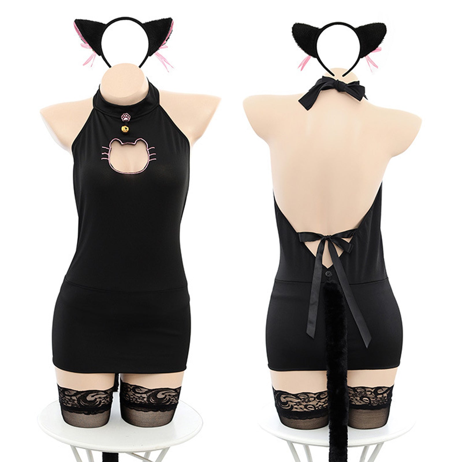 French Maid Uniform Cat Cosplay Lingerie Costume Cute Keyhole Nightwea –  YOMORIO