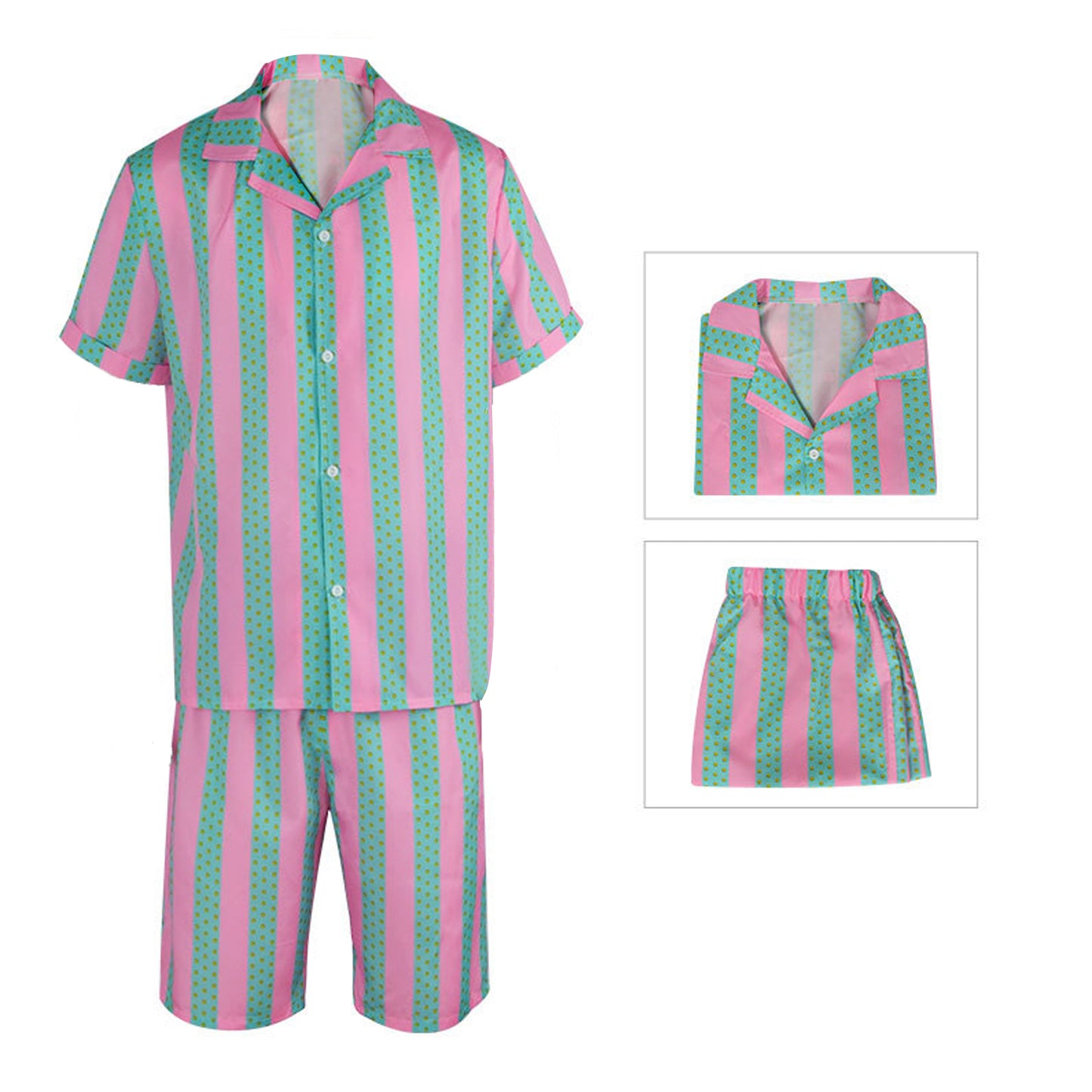 Barbiecore Ken Beach Outfits Ken Striped Cosplay Costume Ryan Gosling Shirts and Shorts Set