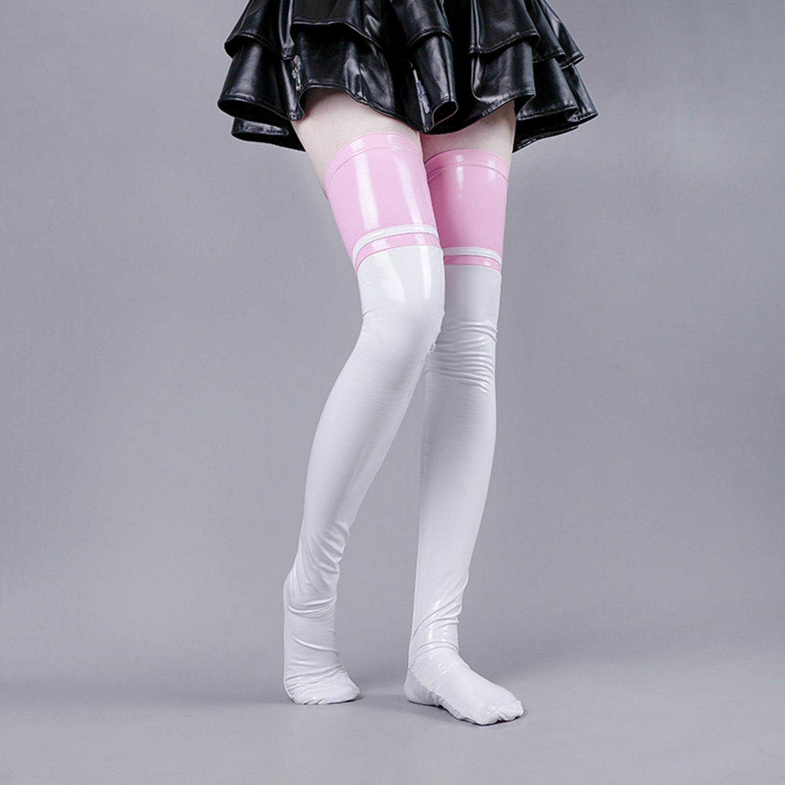 Leather thigh high on sale socks