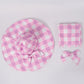 Margot Robbie Costume Pink Gingham Barbiecore Cosplay Outfits Beach Mini Dress with Accessories