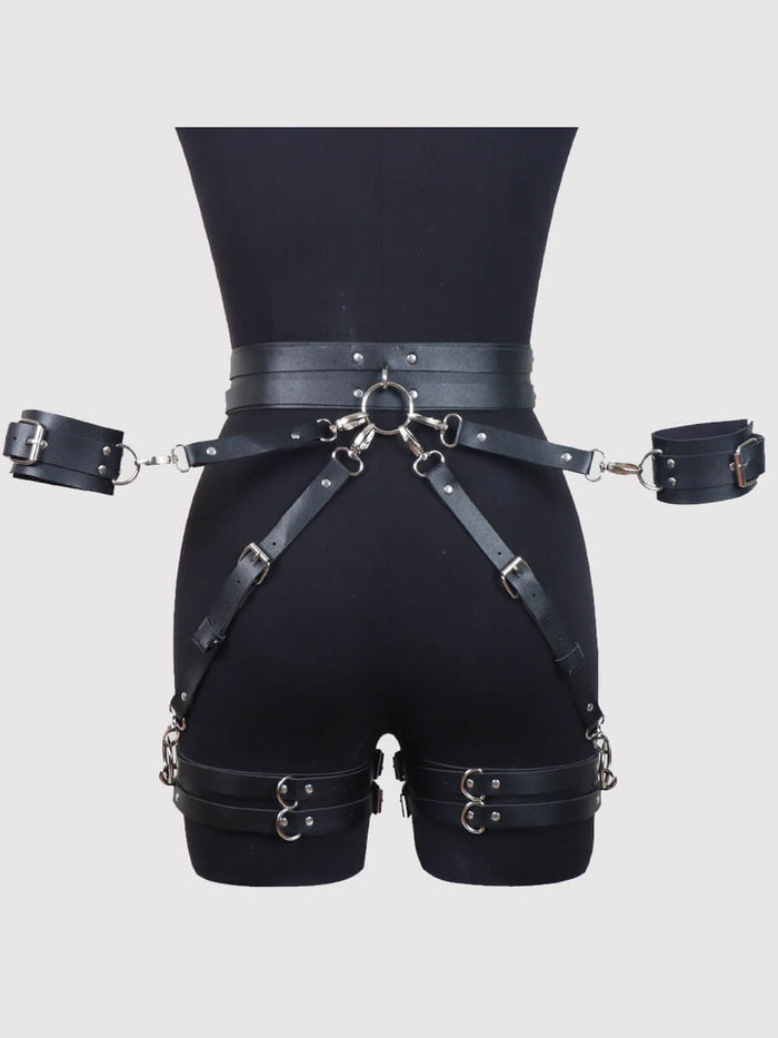 Leather Collar Harness with Garter Strap Set main image 1
