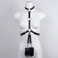 Yomorio PU Leather BDSM Lingerie Set Latex Choker Body Harness with Handcuffs